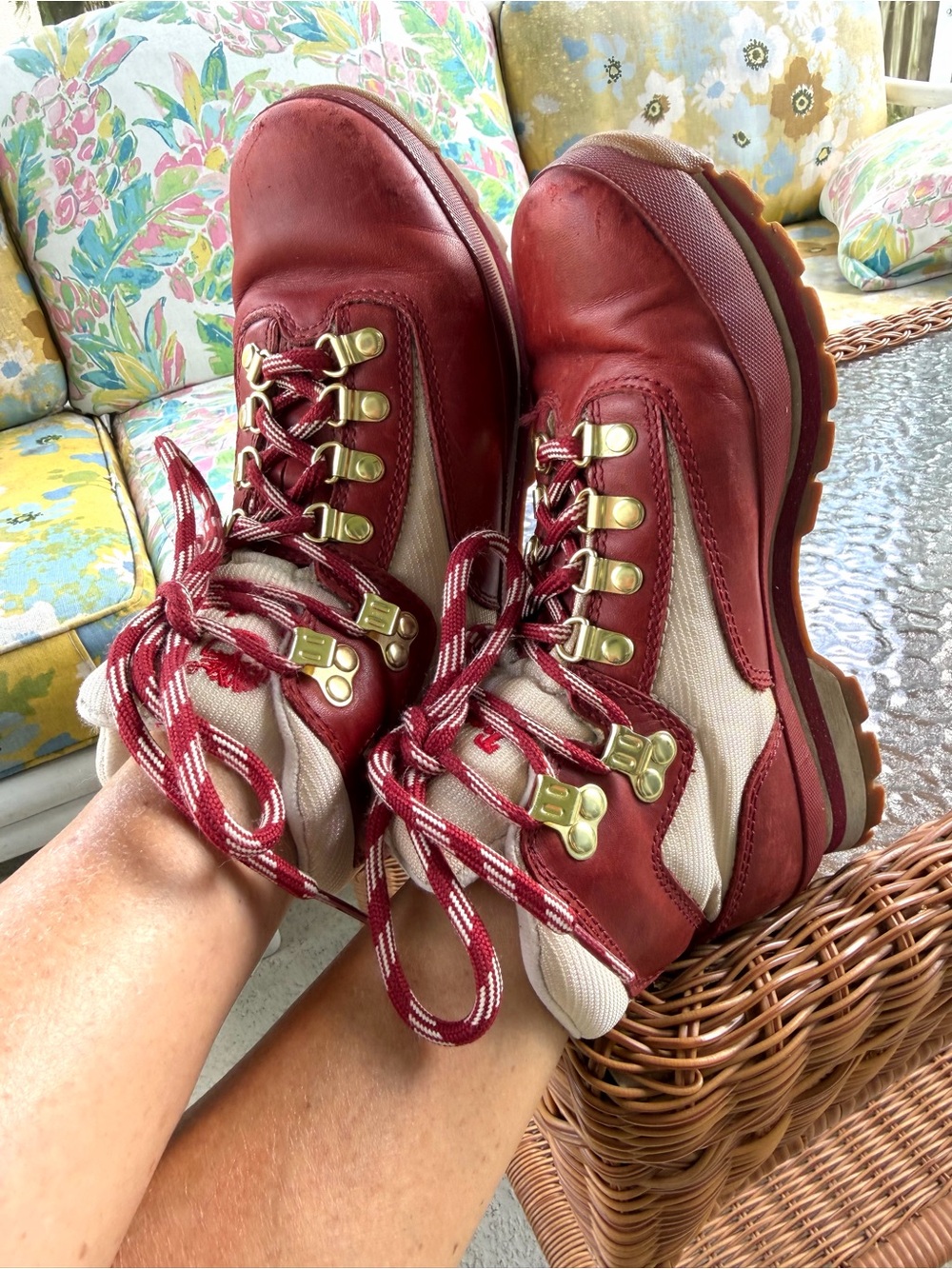 Vintage Timberland Euro Hiker Boots Women’s 7.5 Red Burgundy Leather Y2K